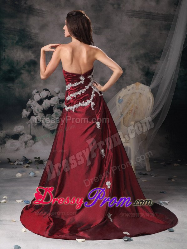 Strapless Appliqued Wine Red Prom Dress in West Midlands
