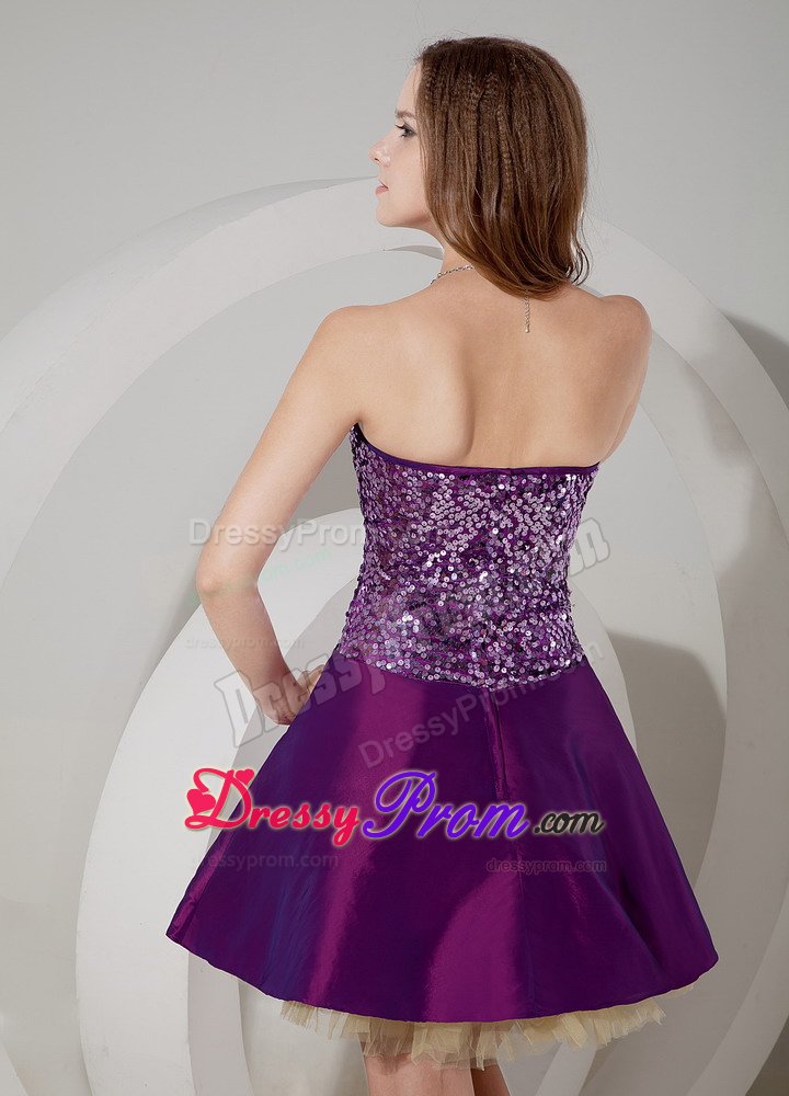 Sexy Purple Sweetheart Mini Prom Holiday Dress with Paillette