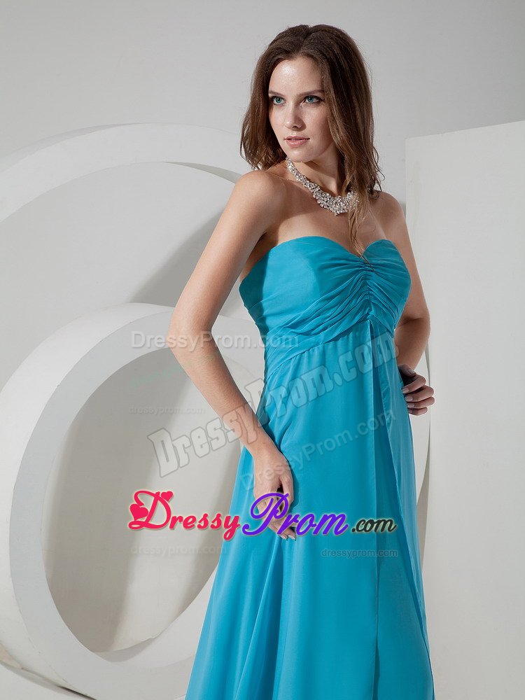 Chiffon Sweetheart Ruched Aqua Blue Prom Dress in West Sussex