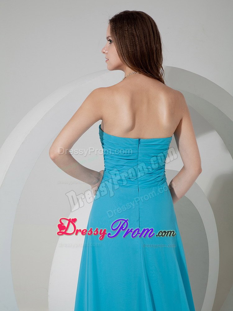 Chiffon Sweetheart Ruched Aqua Blue Prom Dress in West Sussex