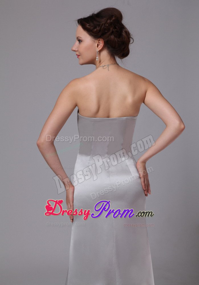 Customized Strapless Column Sliver Dress for Prom Brush Train