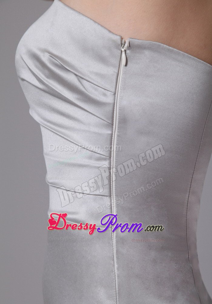 Customized Strapless Column Sliver Dress for Prom Brush Train