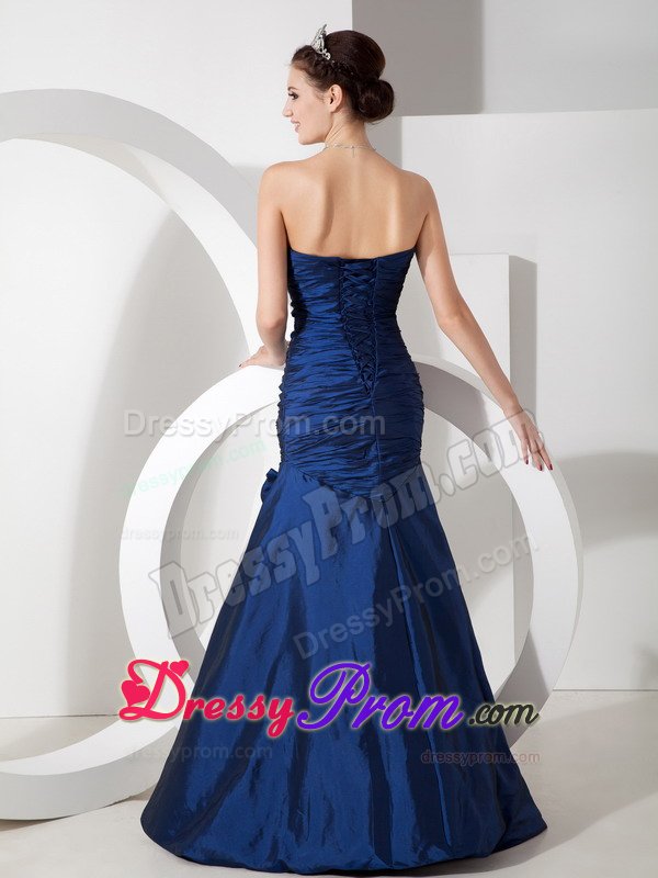 Mermaid Navy Blue Prom Celebrity Dress Beading Sweetheart Floor-length