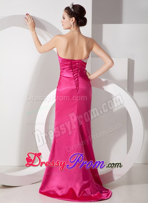 Sweetheart Beading Prom Dresses Sweep Train Lace up Back for Diadema