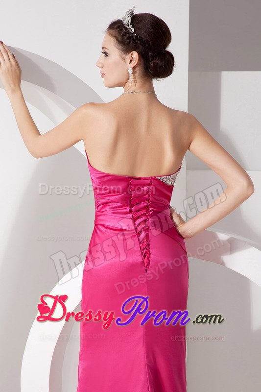 Sweetheart Beading Prom Dresses Sweep Train Lace up Back for Diadema