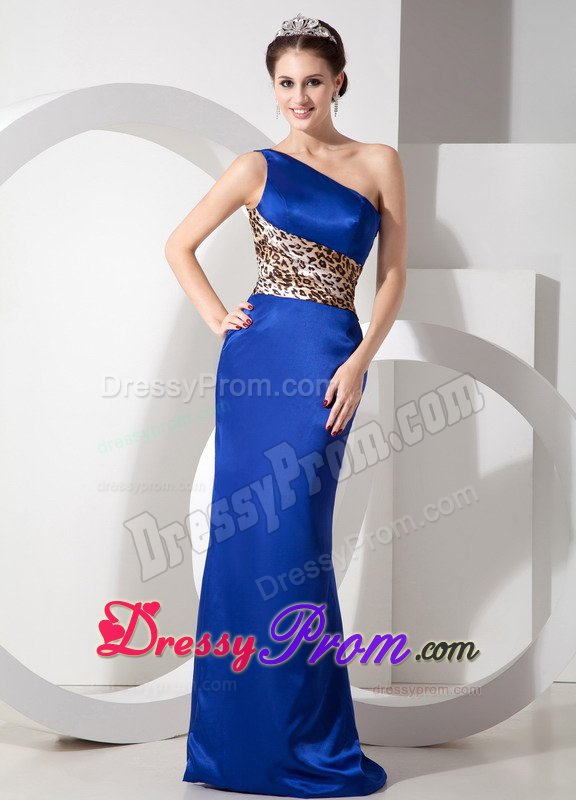 Exclusive Single Shoulder Floor-length Prom Holiday Dress Leopard Print