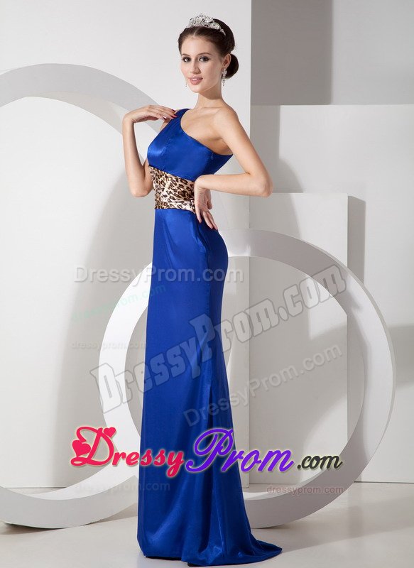 Exclusive Single Shoulder Floor-length Prom Holiday Dress Leopard Print