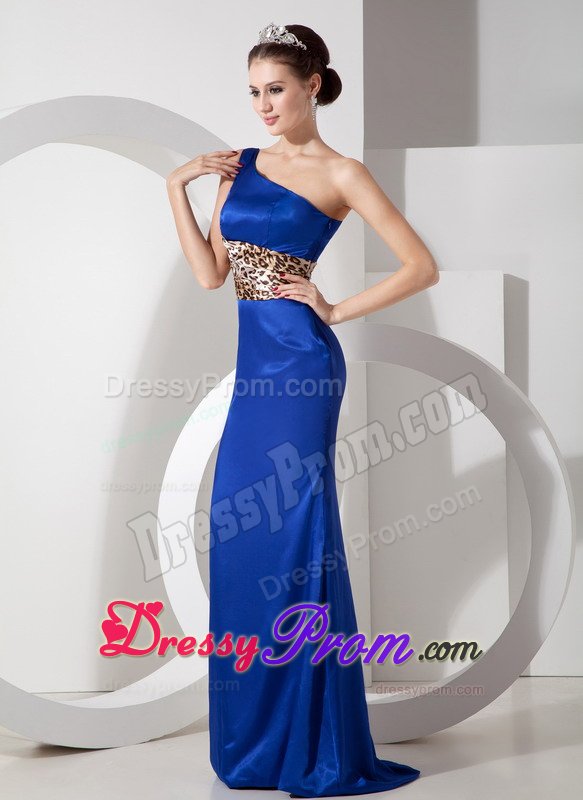 Exclusive Single Shoulder Floor-length Prom Holiday Dress Leopard Print