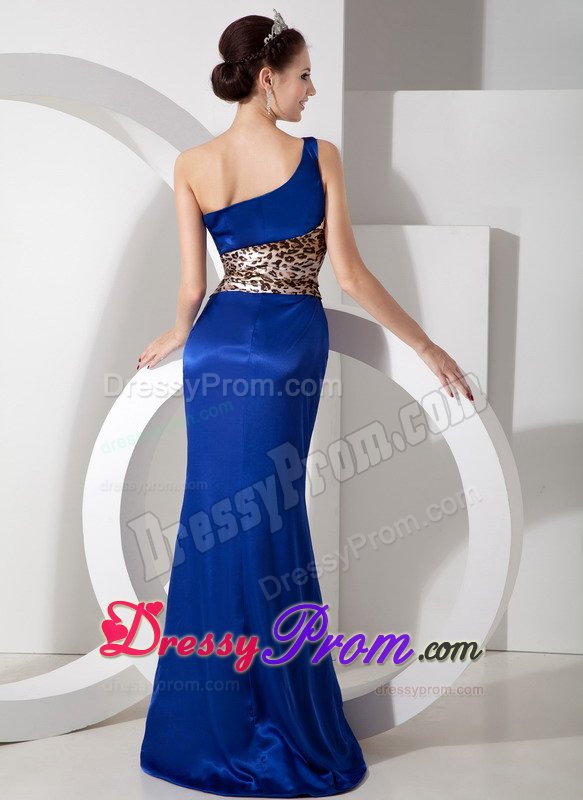 Exclusive Single Shoulder Floor-length Prom Holiday Dress Leopard Print