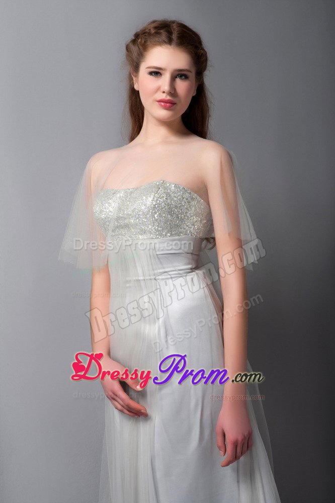 Floor-length Gray Prom Bridesmaid Dress with Tulle And Taffeta in Serra