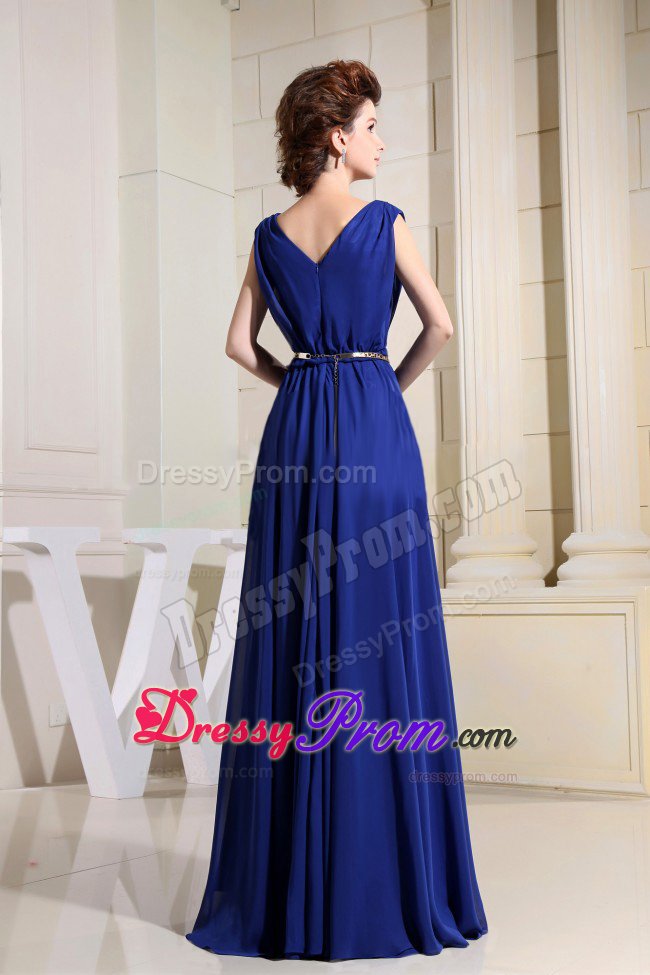 Customize V-neck Sleeveless Prom Holiday Dresses Floor-length Chiffon