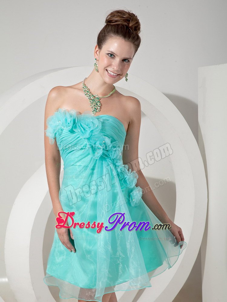Porto Velho Strapless Prom Gown Dress Hand Made Flowers Mini-length