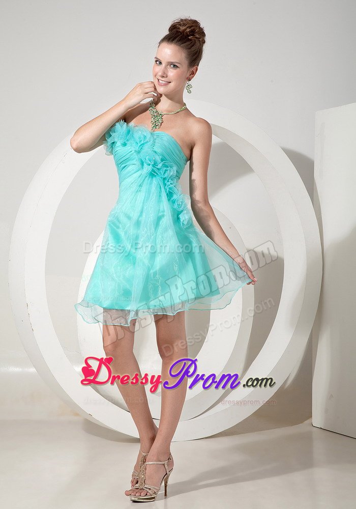 Porto Velho Strapless Prom Gown Dress Hand Made Flowers Mini-length