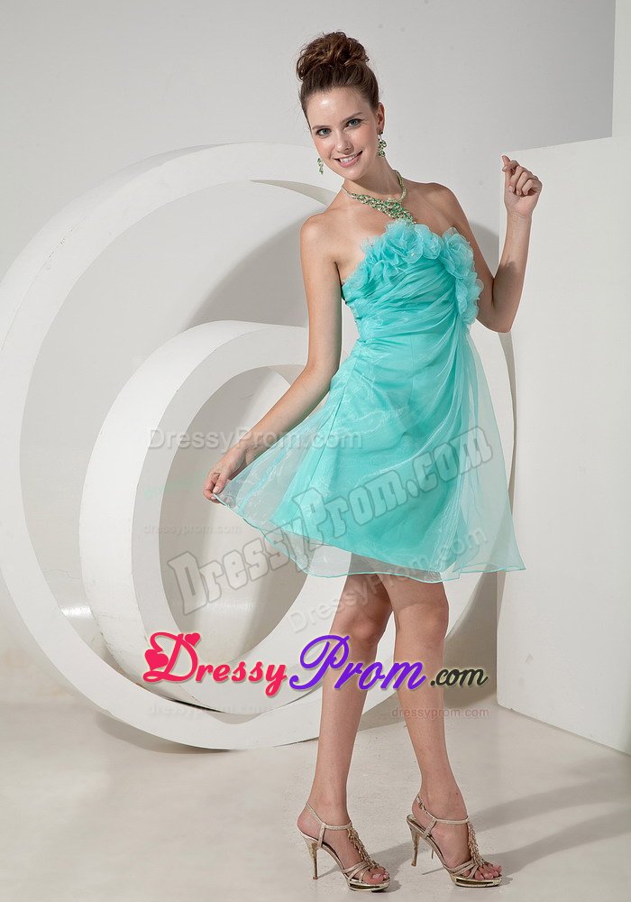 Porto Velho Strapless Prom Gown Dress Hand Made Flowers Mini-length