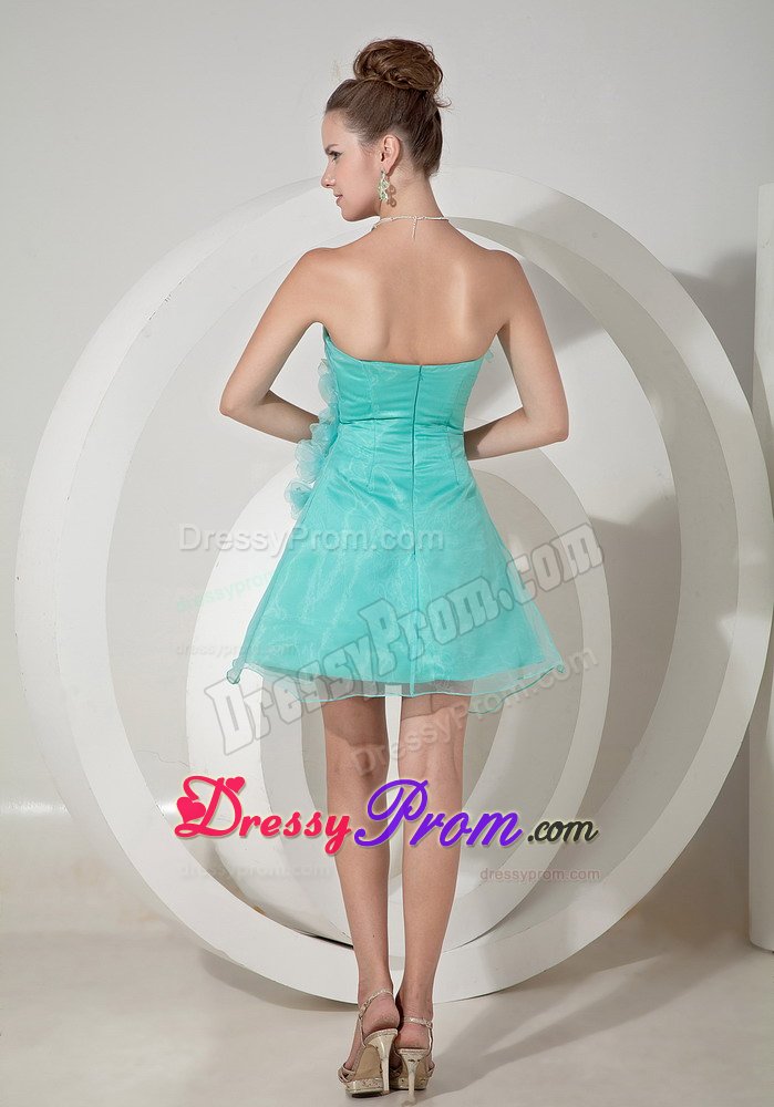 Porto Velho Strapless Prom Gown Dress Hand Made Flowers Mini-length