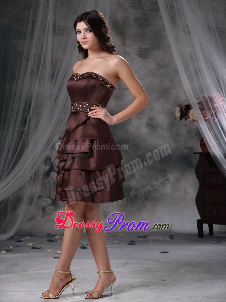 Dark Brown Beading Prom Celebrity Dresses Mini-length in Vila Velha