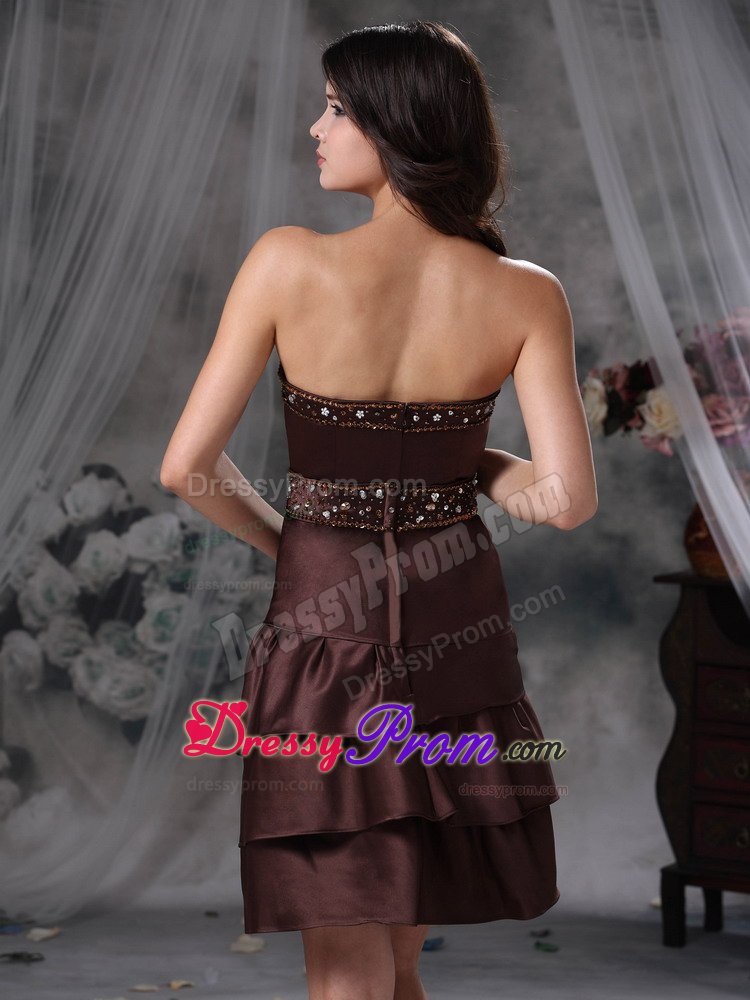 Dark Brown Beading Prom Celebrity Dresses Mini-length in Vila Velha