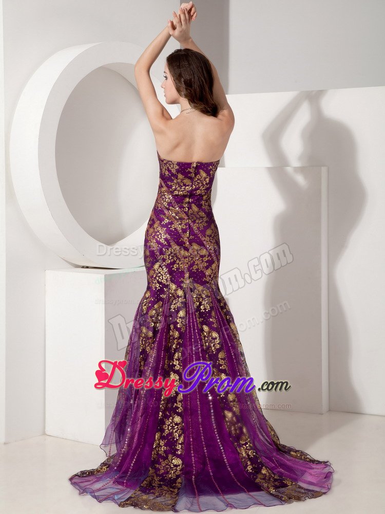 Latest Mermaid Strapless Prom Graduation Dress Sequins Sweep Train