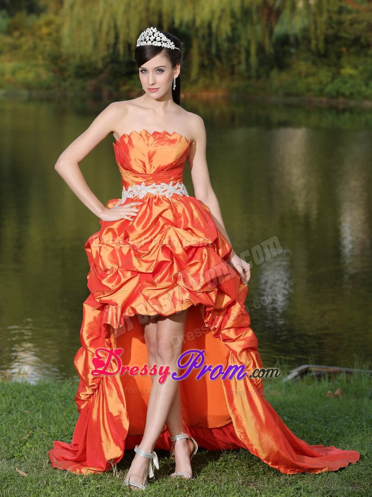 Custom Made Strapless Prom Homecoming Dresses High-low Pick-ups