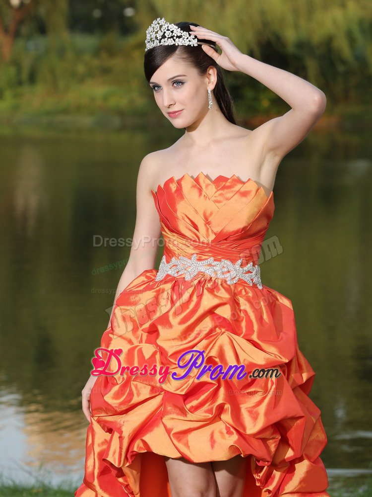 Custom Made Strapless Prom Homecoming Dresses High-low Pick-ups