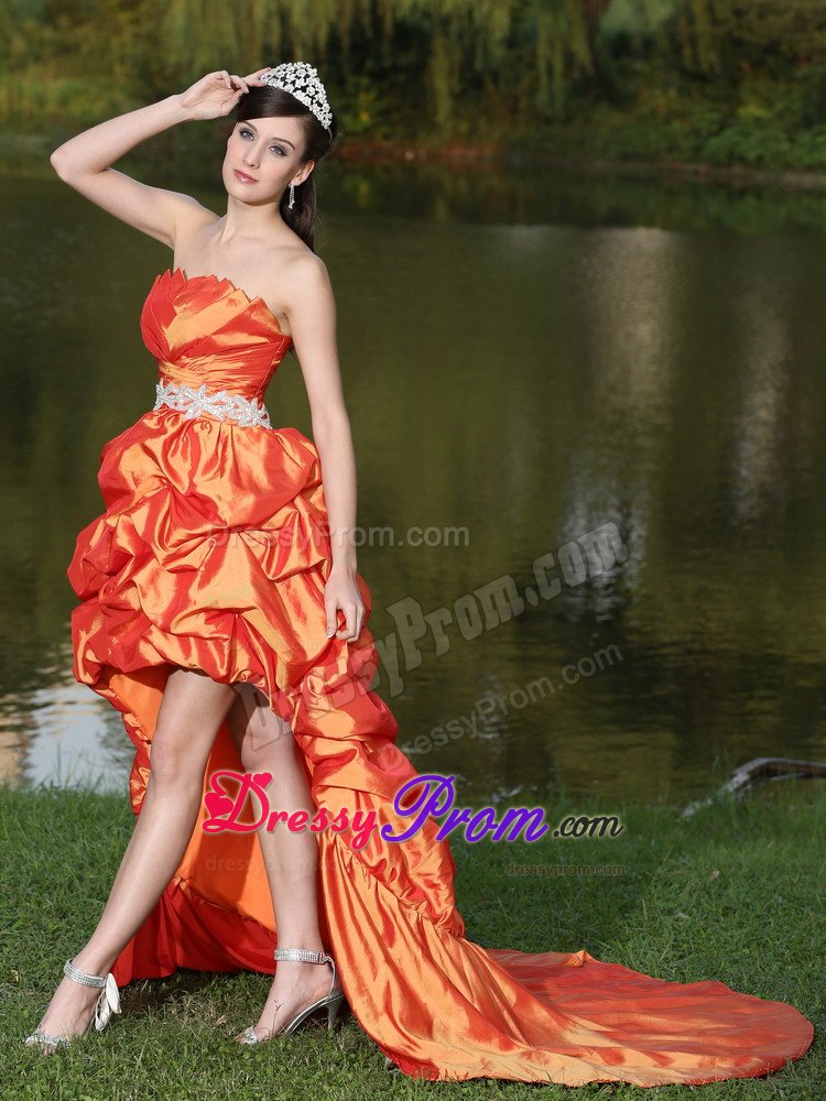 Custom Made Strapless Prom Homecoming Dresses High-low Pick-ups