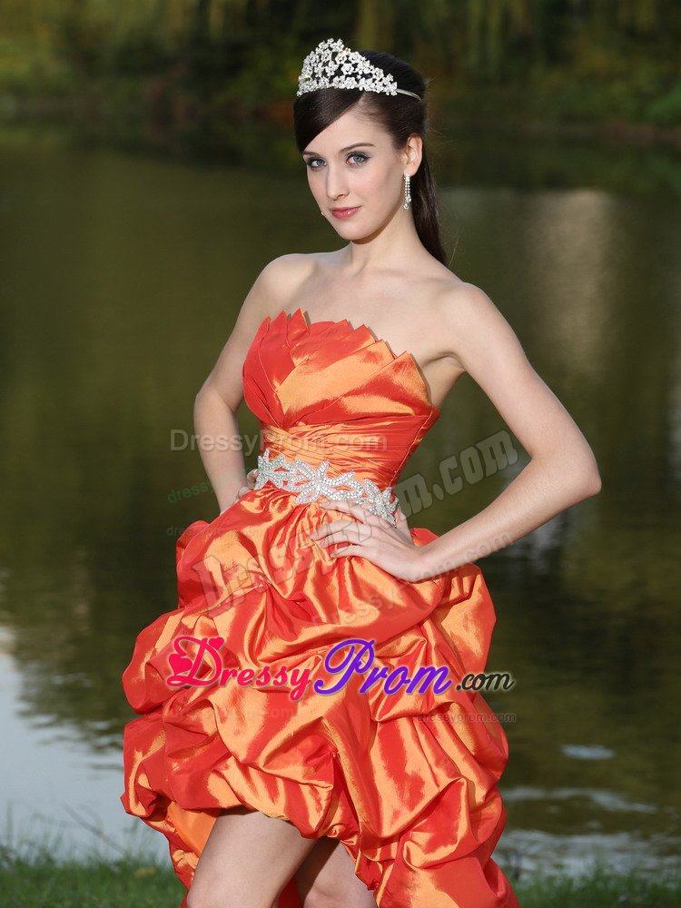 Custom Made Strapless Prom Homecoming Dresses High-low Pick-ups