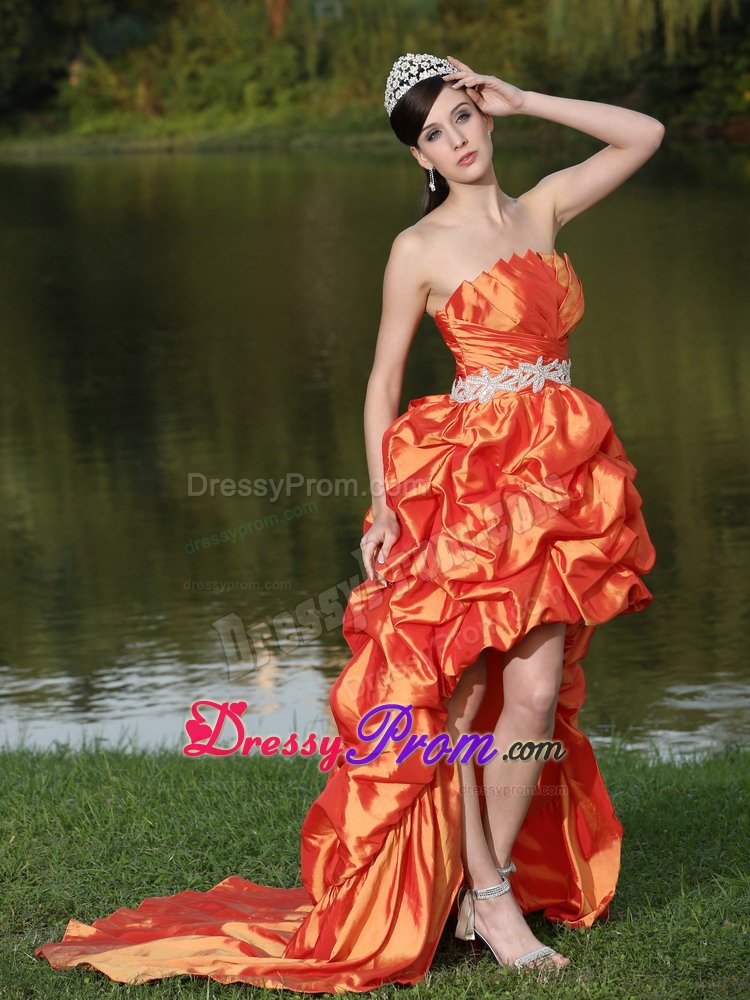 Custom Made Strapless Prom Homecoming Dresses High-low Pick-ups
