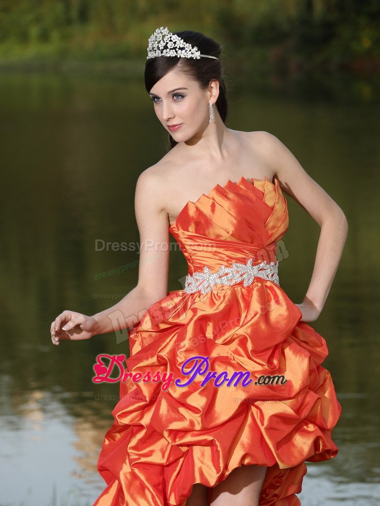 Custom Made Strapless Prom Homecoming Dresses High-low Pick-ups