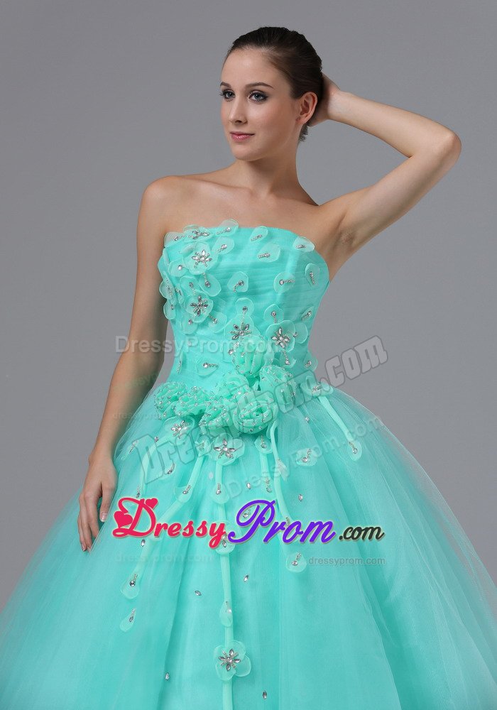 Strapless Prom Graduation Dresses Hand Made Flowers Floor-length