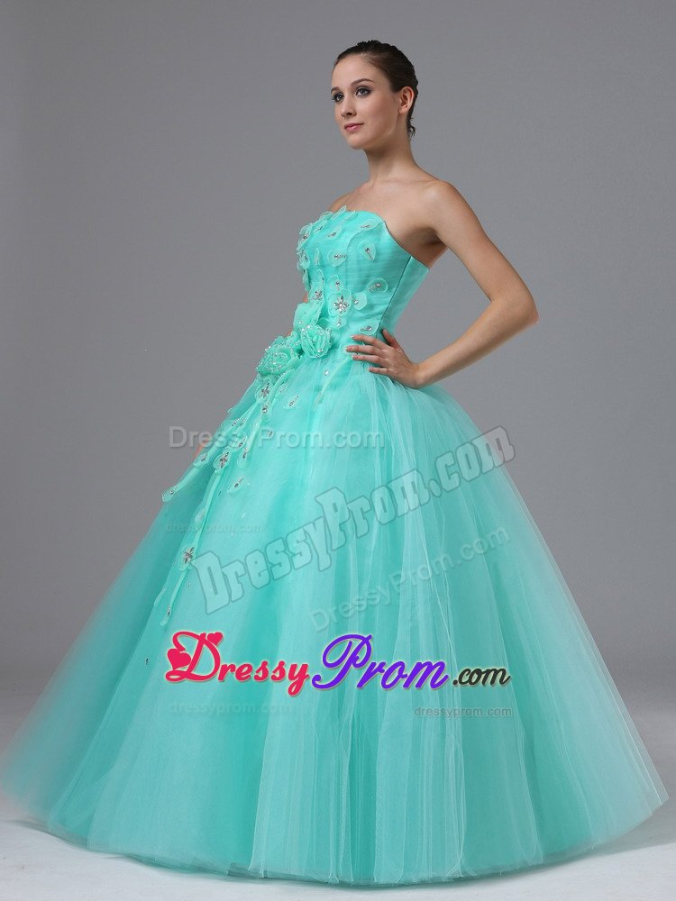 Strapless Prom Graduation Dresses Hand Made Flowers Floor-length
