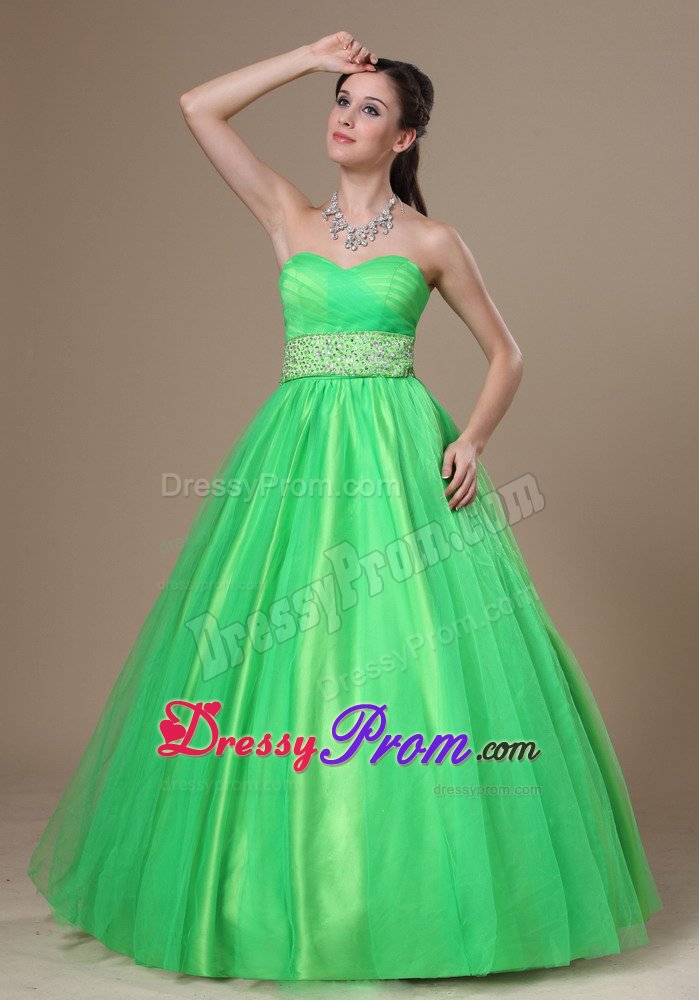 Customize Spring Green Prom Celebrity Dress Sweetheart Beaded Sash