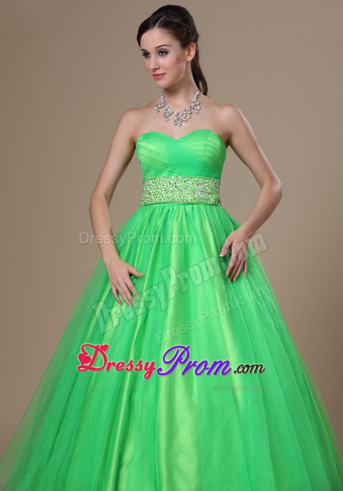 Customize Spring Green Prom Celebrity Dress Sweetheart Beaded Sash