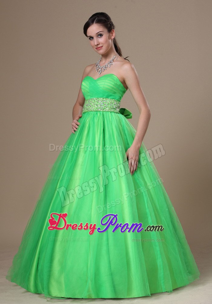 Customize Spring Green Prom Celebrity Dress Sweetheart Beaded Sash