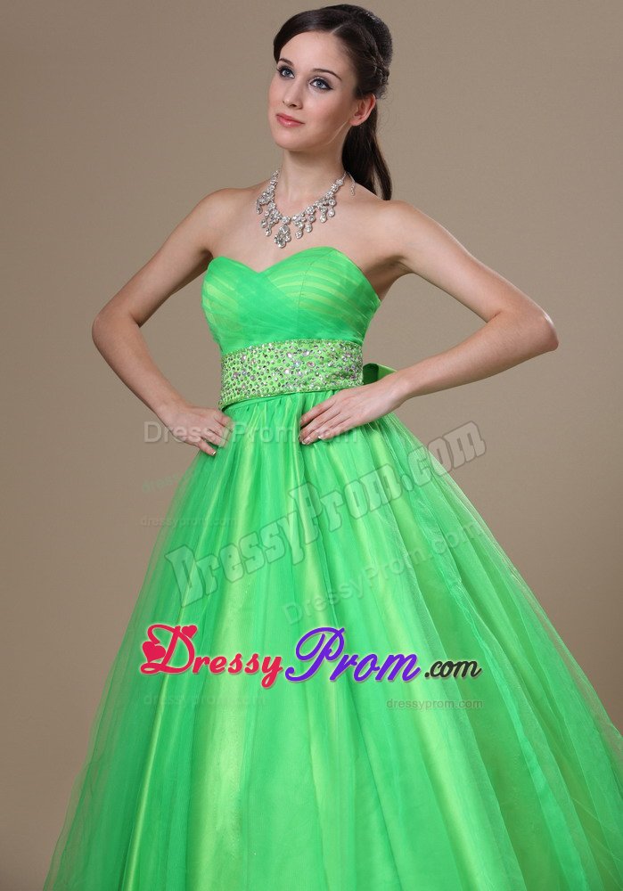 Customize Spring Green Prom Celebrity Dress Sweetheart Beaded Sash