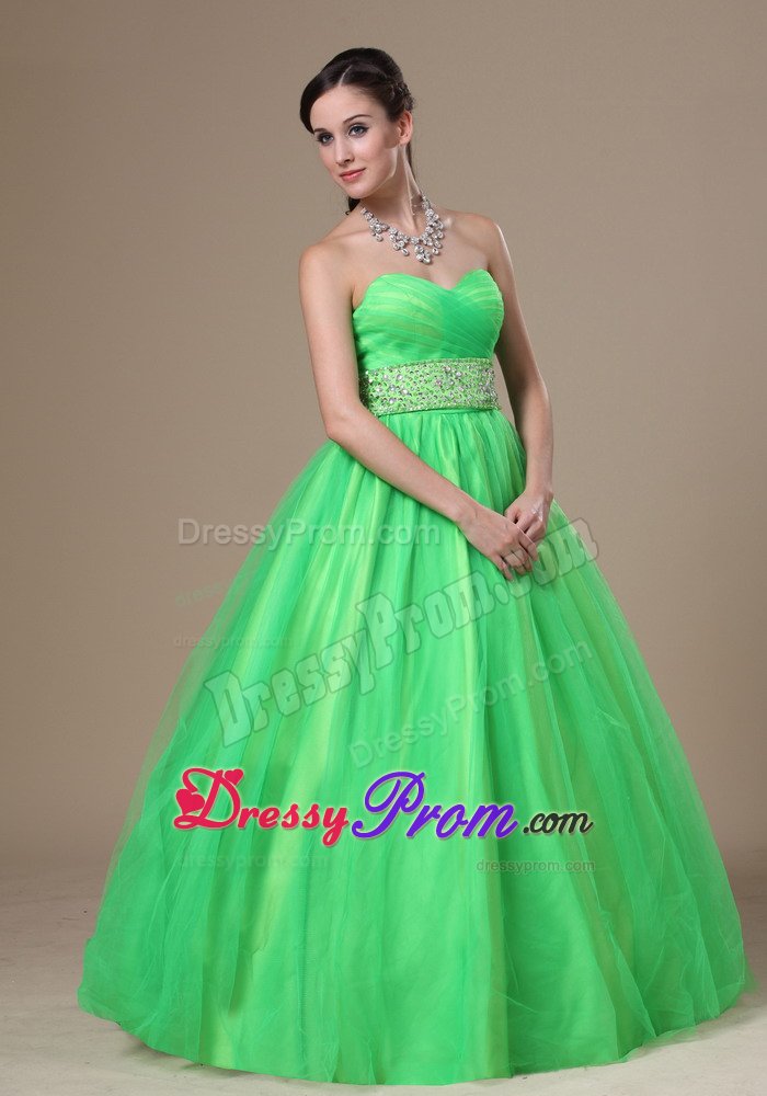 Customize Spring Green Prom Celebrity Dress Sweetheart Beaded Sash