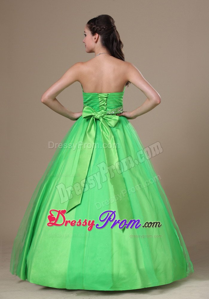 Customize Spring Green Prom Celebrity Dress Sweetheart Beaded Sash