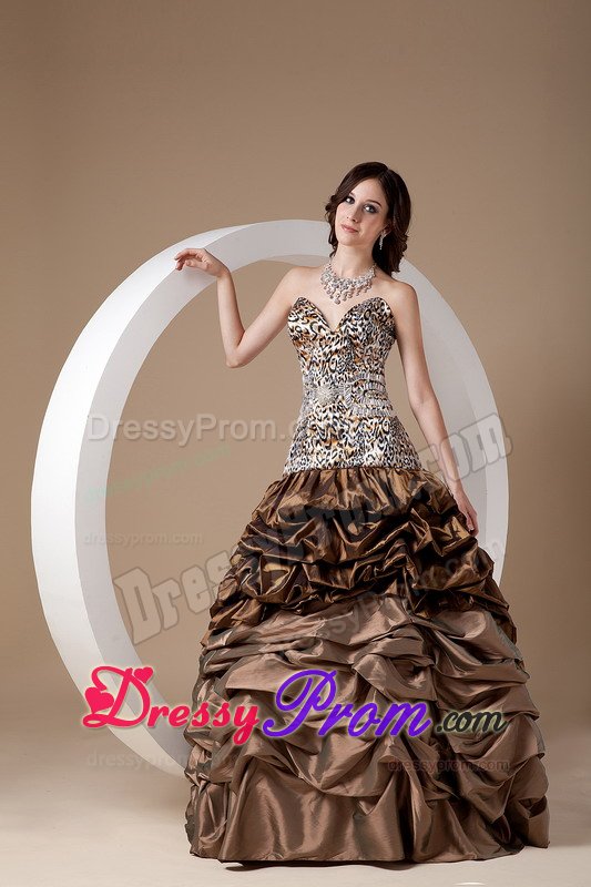Sweetheart Leopard Bodice Prom Graduation Dress Pick-ups Ball Gown
