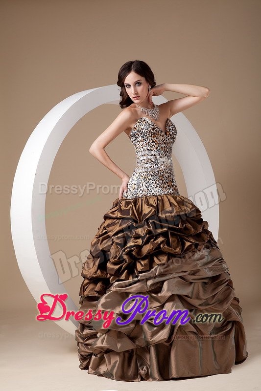 Sweetheart Leopard Bodice Prom Graduation Dress Pick-ups Ball Gown