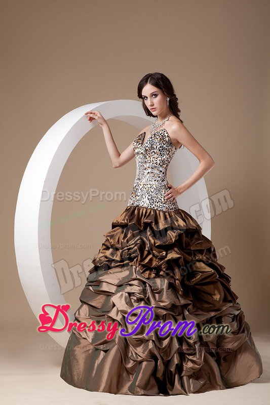 Sweetheart Leopard Bodice Prom Graduation Dress Pick-ups Ball Gown