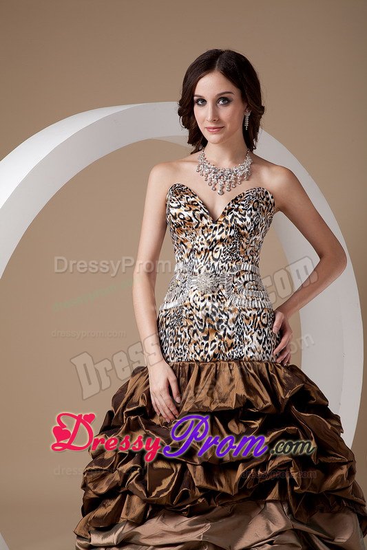 Sweetheart Leopard Bodice Prom Graduation Dress Pick-ups Ball Gown