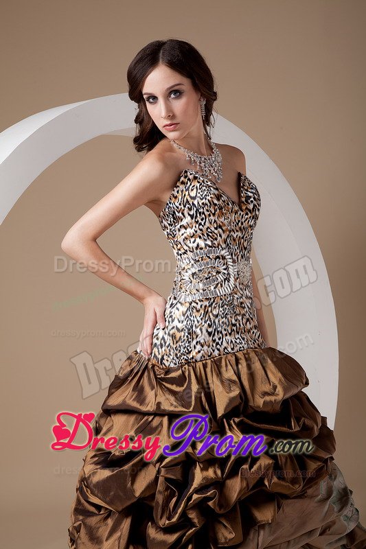 Sweetheart Leopard Bodice Prom Graduation Dress Pick-ups Ball Gown