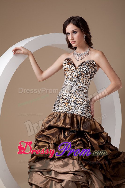 Sweetheart Leopard Bodice Prom Graduation Dress Pick-ups Ball Gown