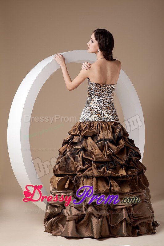 Sweetheart Leopard Bodice Prom Graduation Dress Pick-ups Ball Gown