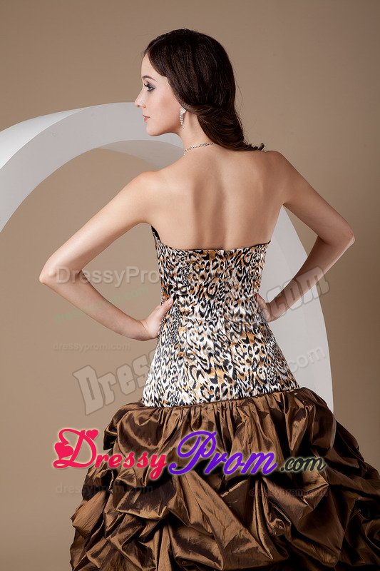Sweetheart Leopard Bodice Prom Graduation Dress Pick-ups Ball Gown