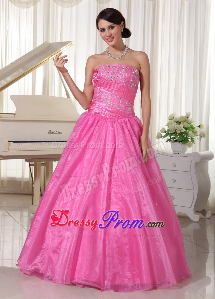 Trendy Beaded Prom Holiday Dresses Embroidery Rose Pink in Santos