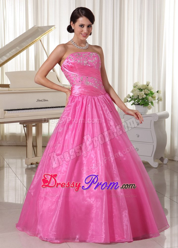 Trendy Beaded Prom Holiday Dresses Embroidery Rose Pink in Santos