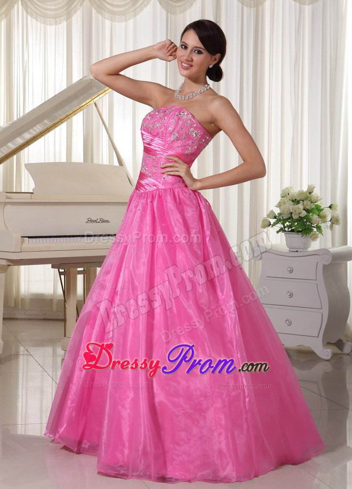 Trendy Beaded Prom Holiday Dresses Embroidery Rose Pink in Santos