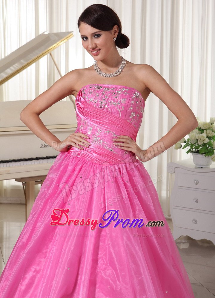 Trendy Beaded Prom Holiday Dresses Embroidery Rose Pink in Santos