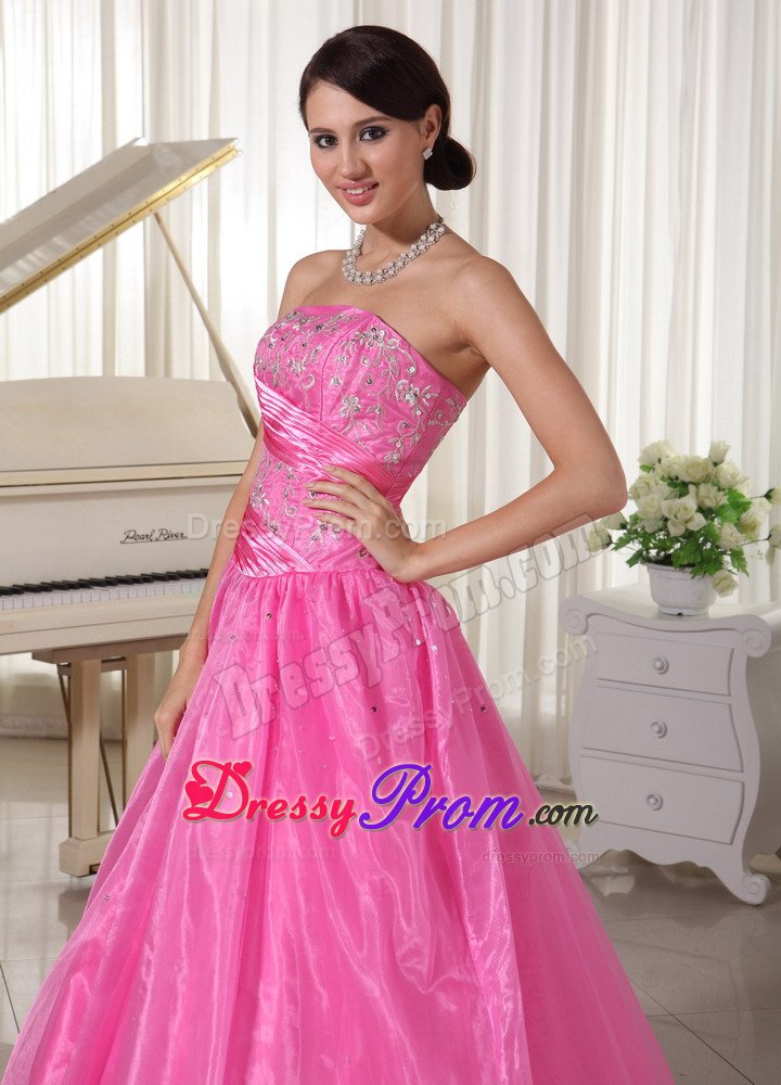 Trendy Beaded Prom Holiday Dresses Embroidery Rose Pink in Santos