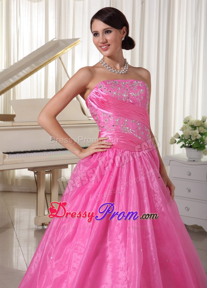 Trendy Beaded Prom Holiday Dresses Embroidery Rose Pink in Santos